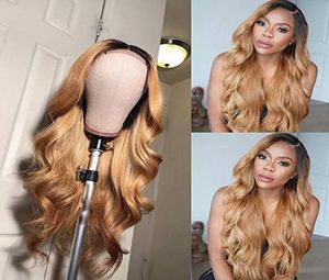 1B27 Lace Front Human Hair Wigs With Baby Hair Wavy Pre Plucked Ombre Color Brazilian Blonde Hair Wigs For Women Bleach Knots5517130