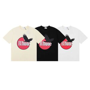 Designer Rhude T-shirt Mens Fashion Märke Rhude Micro Label Black Pigeon Letter Printing Kort ärm T-shirt för män och kvinnor High Street Loose Half