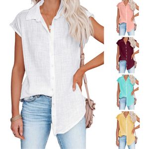 Sommerhemd Frühling und Sommer dünnes Damenhemd Damen Street Fashion reine Farbe loses ärmelloses Hemd 240221