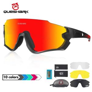 Óculos queshark adultos hd polarizado ciclismo óculos de sol esportes mtb bicicleta equitação estrada uv espelho óculos qe45