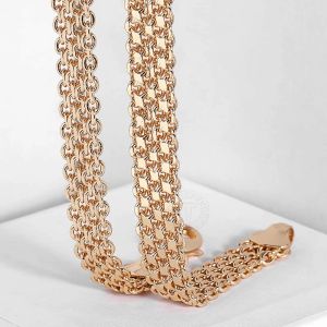 Necklaces Davieslee 12mm Big 585 Rose Gold Color Double Weaving Rolo Cable Curb Link Chain Necklace for Men Women 50/60cm DCN20
