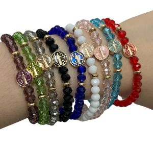 Bracelets 12Pcs Saint Benedict Beaded Protection Bracelet for Women Crystal Jewelry