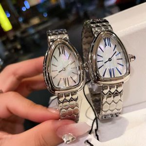 럭셔리 여성 시계 고품질 뱀 헤드 다이아몬드 스테인리스 스틸 자동 석영 시계 패션 디자이너 여성을위한 시계