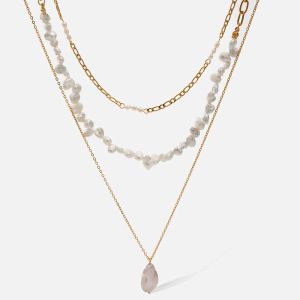Ожерелья в стиле барокко, ожерелье с подвеской из натурального пресноводного жемчуга для женщин, многослойное ожерелье-цепочка 18 K, ювелирные изделия из нержавеющей стали 2022