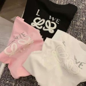 T-shirt de algodão Designer Camisetas Homens Mulheres Indústria Pesada Luminosa Letra Bordada Gráficos Tee Rosa Branco Preto Manga Curta Top