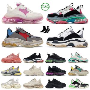 Triple S old Повседневная обувь Дизайнерские мужские кроссовки Runner Clear Sole Black White Pink Grey Коренастые кроссовки Neon Dad Shoe Модельер Chaussures Размер 35-45