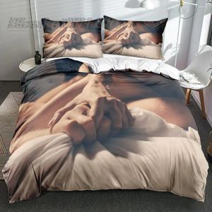 Conjuntos de cama 3D Personalizado Desgin Valentine Linho Camas Bedclothes Consolador Capas Travesseiro Shames Duvet King Queen Full Twin Branco