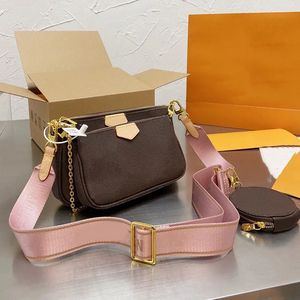 Luxuriöse Schulter-Umhängetaschen, Designer-Tasche, hochwertige Pochette-Luxus-Damenhandtasche, Damen-Geldbörse, Umhängetasche, 3 Stück Damen-Geldbörsen mit Box