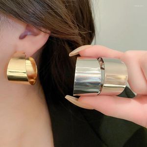 Серьги-кольца минималистичные гладкие металлические круглые для женщин украшения для вечеринок с преувеличенным темпераментом