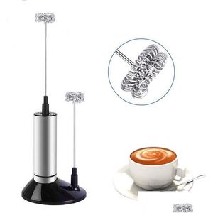 Egg Tools Beater Mini Electric Foam Maker Tool Handhållen mjölk Frorer Blender Whisk rostfritt stål Kaffekrämägg Mixer Kök D DH9GE