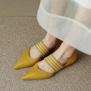 أسود أصفر الباليه نساء بني ماري جين أحذية أزياء جلدية حقيقية للإناث شقق الربيع 660