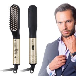 Irons Professional Hair Comb Brush Beard Starten Multifunktionellt hårsträtning Kam Hår Curler Snabbvärme Stylingverktyg