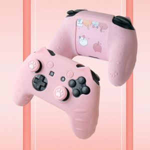 Przypadki Przełącznik Pro Controller Ochronny przypadek z 2PCS silikonowy kciuk kciukowy Kompatybilny z Nintendo Switch OLED/Switch Lite/Switch