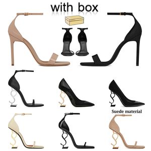 With Box 2024 Women High Heels Dress Shoes Office Designer Heels Sexy Style Suede Leather Black White Gold Lady Luxurys Loafers Sandals Rubber 35-42