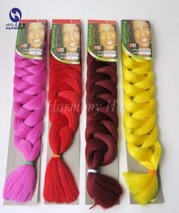 82inch Xpression ombre two toned yellow pink white braid hair bulk 165g kanekalon synthetic hair braiding high temperature fiber8631422