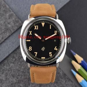 Högkvalitativ klocka Black Dial 424 00424 000424 Mekaniska transparenta läderband Band Automatiska herrklockor244h