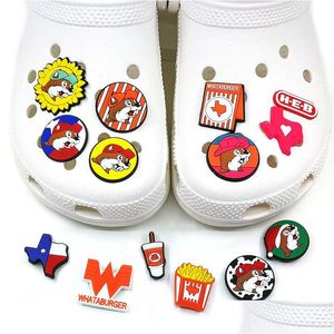 Shoe Parts & Accessories Moq 100Pcs Texas Style Clog Jibz Charms 2D Soft Plastic Cute Cartoon Shoe Accessories Decorations Clog Shoes Dhvfb