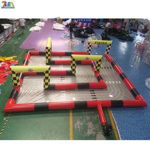 8x8x2mH (26x26x6.5ft) con ventilatore Nave libera Attività all'aperto Pista da go kart gonfiabile per bambini all'aperto Gioco morbido Pista da corsa per paraurti gonfiabile per auto in vendita