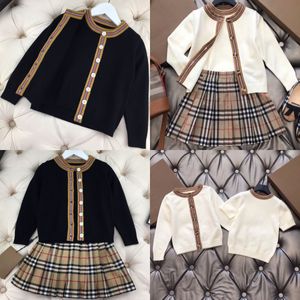 Crianças roupas outono primavera conjuntos designer meninas casual bebê conjunto shorts menina manga comprida cardigan saia plissada 100-160 t6hO #