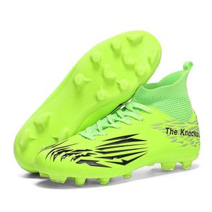 Womens Mens Professional Football Boots High Top TF AG Soccer Cleats Youth Green Black White Training Shoes