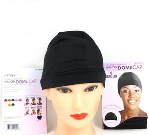 Glueless Spandex Dome Wig Cap för att göra peruker justerbara osynliga stretchhårnät Nylonvävningskåpor Svart färg peruker Accessorie8256837