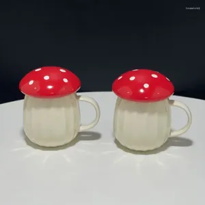 Muggar 250 ml kreativ söt röd svamp kopp frukost mjölk kaffe mugg keramik täcke set kontor hushåll fast färg vatten