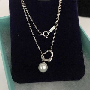Ot6e Anhänger Halsketten t Familie S925 Sterling Silber Tiffanynet Damen Einfache Quaste Liebe Perlenkette Leichte, luxuriöse und vielseitige hochwertige Nischenhalskette Penda