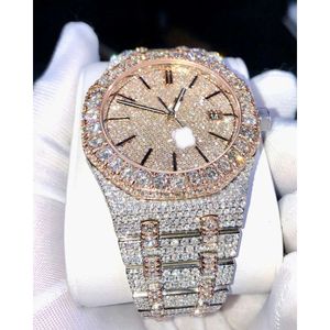 Tanie lodowe vvs moissanite zegarki automatyczny ręcznie wykonany w pełni lód na lodzie Diamond Hip Hop zegarek