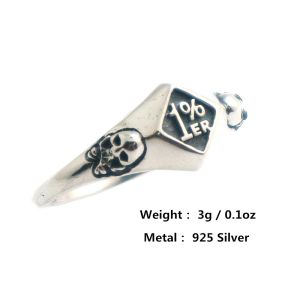 Кольца Унисекс Серебро S925 1% Байкерское классическое байкерское кольцо с черепом Hot Ring