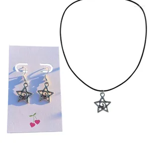 Ожерелье, серьги, комплект ювелирных изделий ручной работы, элегантные серьги со звездами и пентазвездами, универсальные серьги с ключичной цепочкой