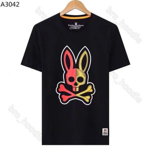 心理的バニーメンズTシャツウサギプリントメンデザイナースカルウサギクレイジー心理的ウサギ高品質のラウンドネックシャツPhyscho Bunny Psyco Bunny 463