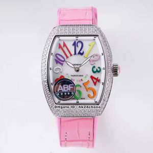 ABF Factory Luxury Watches V 32 SC Fo Col Drm D Vanguard Lady 32mm Rose Gold Diamond ETA Quartz Womens Watch White Dial Rubber Str2206