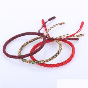 Beaded Diezi Tibetan Buddhist Prayer Bracelet Knot Lucky Rope Bracelets Men Women Handmade Weave Braided Drop Delivery Jewelry Bracel Dh9Ku