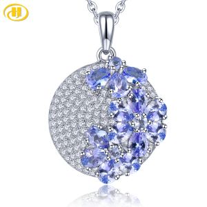 Pendants Natural Tanzanite Sterling Silver Pendants 3 Carats Genuine Romantic Purpleblue Gemstone Women Classic Style New Year Gifts