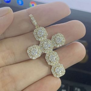 2023 novo design 4mm 5mm 6mm moissanite diamante pingente halo hip hop cubana cruz pingente para corrente de tênis jóias