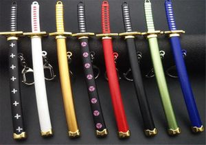 Otto colori Roronoa Zoro Spada Portachiavi Donna Uomo Anime Coltello Fodero Sciabola Coltello da neve Portachiavi Katana One Piece 15 cm Q053 Y0906922424