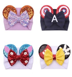 Big bow wide haidband cute baby girls hair accessories sequined mouse ear headband new design holidays makeup costume band Wholesa5951282