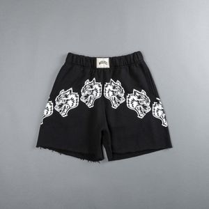 Darcsport Shorts Projektanci Shorts Proste i luźne głowica wilka wydrukowana futrzana krawędź swobodne letnie spodnie sportowe spodenki fitness VSAE HARAJUKU STR 3536