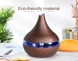 新しい300ml USB Electric Aroma Air Diffuser Wood Ultrasonic Air加湿器エッセンシャルオイルクールミストメーカーホーム2635844