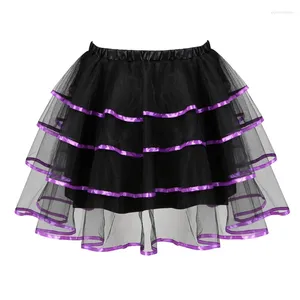 Gonne Donna Sexy Tulle Mini Ruffles Nastro a strati Trim Organza Punk Gonna Tutu Costume Cosplay Lolita Corsetto Plus Size S-6XL