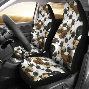 Car Seat Covers Pug Patterns Print Set 2 Pc Accessories Cover