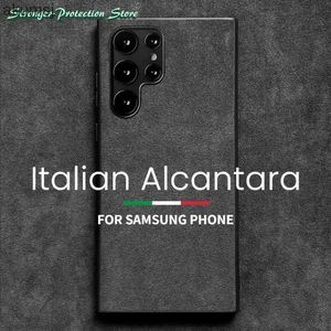Capas de telefone celular Italian ALCANTARA Case para Samsung Galaxy S23 S22 Ultra S21 S20 FE S10 S9 Plus Note Luxury Business Artificial Leather PhoneCase YQ240221