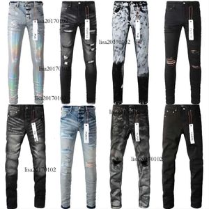 Pantaloni da uomo vintage da motociclista strappato viola slim dritti skinny di design Stack Ksubi Jeans Fashion Trend Brand Vintage