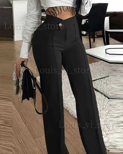 Spodnie damskie Capris Women Solid Pants Lekkie wysokie talia proste nogi biurowe spodnie robocze swobodne podróże spodnie ładunkowe Kobiety Streetwear T240221