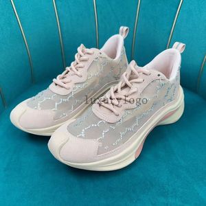 Women Run Mens Sneaker Shoes Mesh Leather Runners Brand Brand Shoes Usisex Running Shoe Crystal Interlocking G Embroidery Low Trainer Eur 35-45 1.25 04