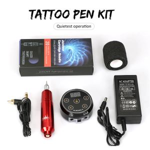 Abiti Aurora 2 Kit tatuaggio Hine Adattatore di alimentazione professionale Pistola per trucco con aghi per cartucce per tatuaggio da 20 pezzi