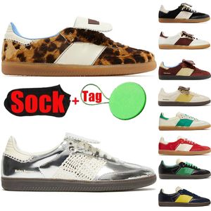 2024 Designer Sapatos casuais Dhgate Wales Leopard Bonner Silver Metallic Pony Black Cream Wale Wale Luxury Flats ao ar livre tênis de caminhada para homens treinadores femininos