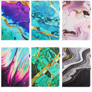 Marble Leather Wallet Tablet Cases For Ipad 10.9 22 Pro 11 Air4 Air5 10.9 10.2 10.5 Air Air2 9.7 Cute Lovely Fashion Print Rock Stone Grain Card Slot Flip Cover Holder Pouch