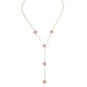 Halsketten Neue silberne Farbe quadratischer Anhänger Tropfen Tropfen Charm Lariat Y-Form sexy Frauen Sommer Glück lange Halskette 41 + 5 cm Kette