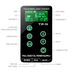 Leveranser New 3AMPS Hurricane ThunderLord Tattoo Power Supply Upgrade Touch Screen Intelligent Digital LCD Dual Tattoo Power Supplies Set